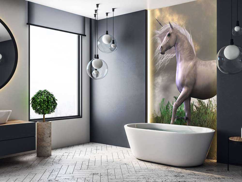 Witte eenhoorn hengst