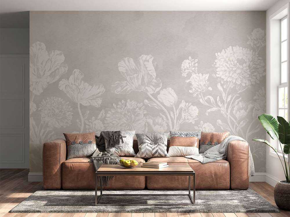 Baroque floral landscape - greige