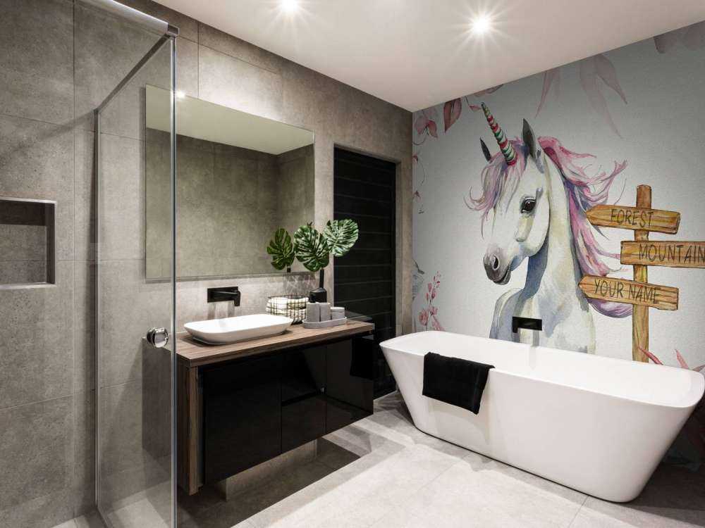 Baby unicorn with plants pink