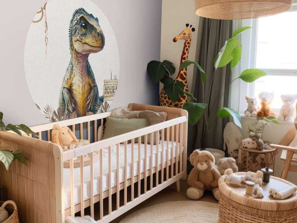 Baby t-rex in the taupe jungle