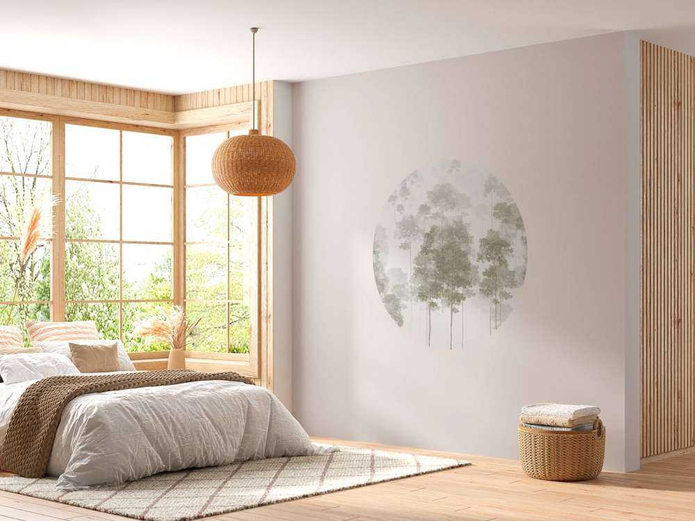 Drawn forest in the mist