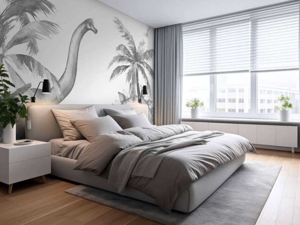 Dinosaurs in black and white