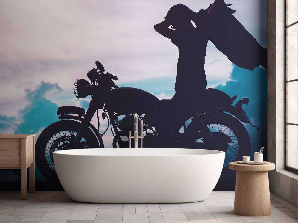 Silhouette motorcyclist