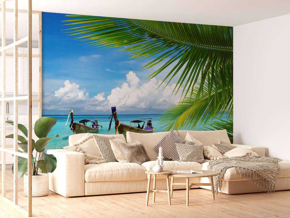 Boat and a palm tree