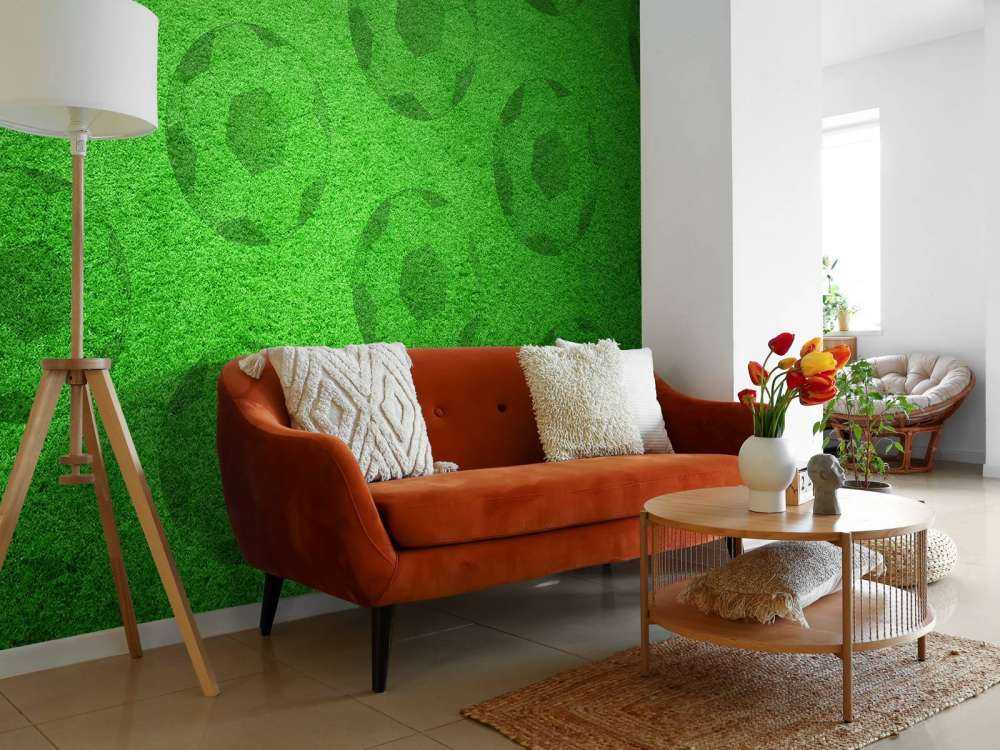 Playing soccer on grass