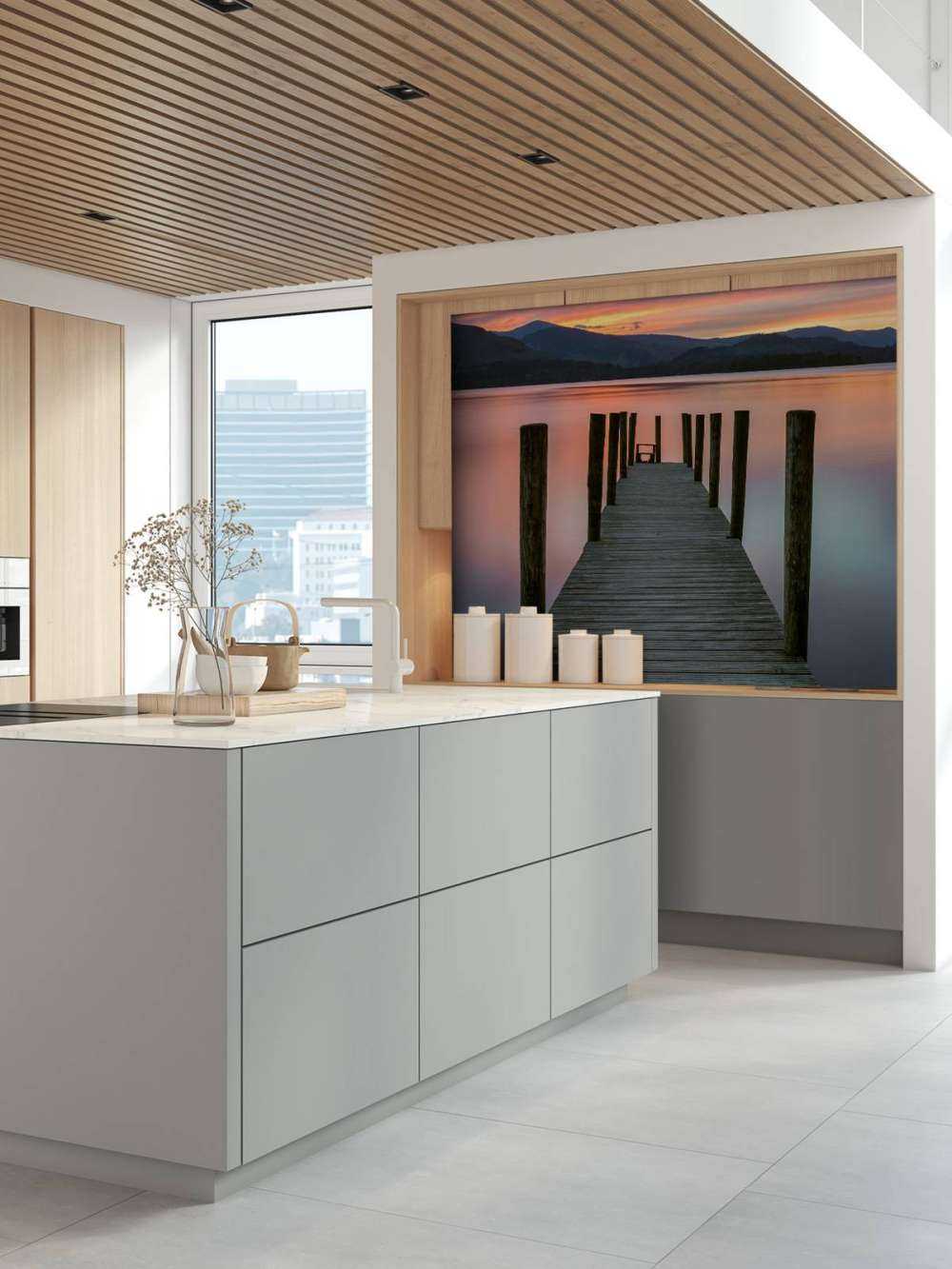 Scaffolding at pink sunset