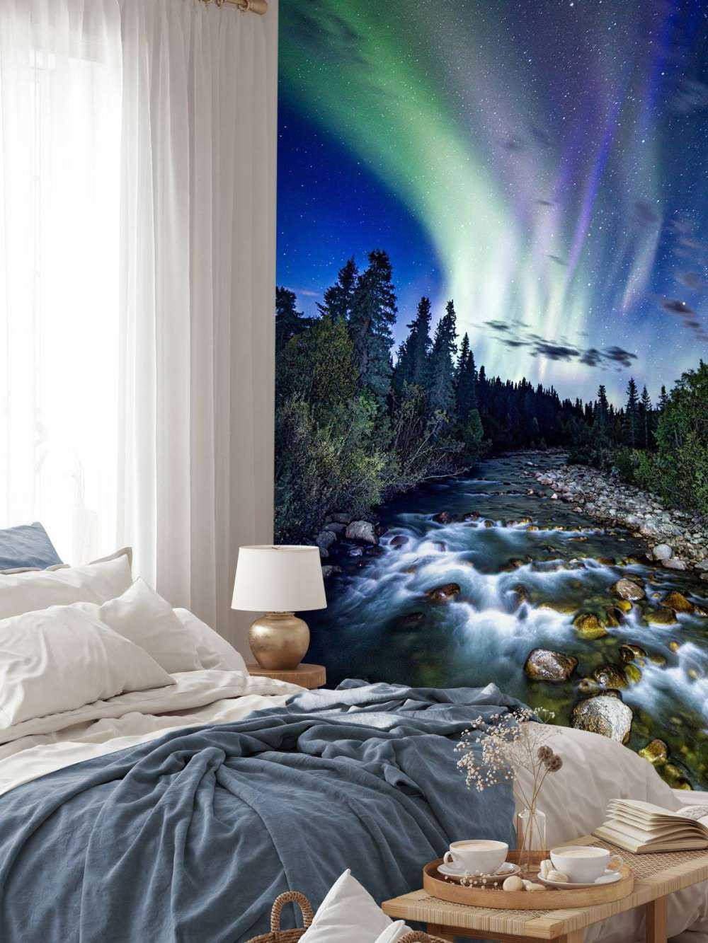 Brooklet during the northern lights