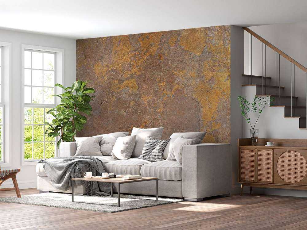 Old wall with yellow stucco