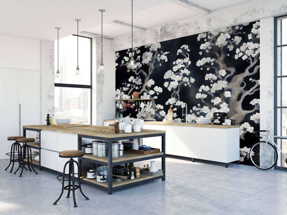 Wonderful blooming forest - black