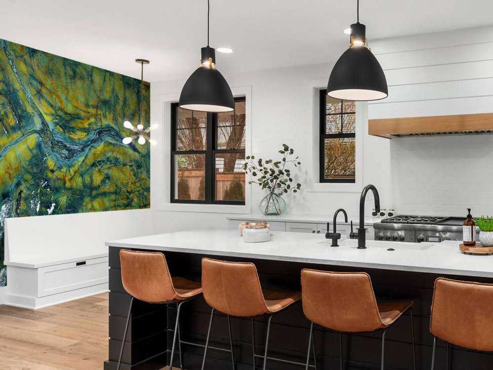 Green marble with orange