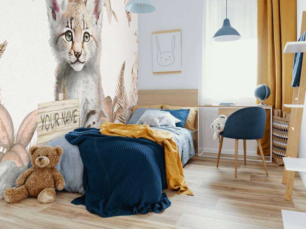 Baby lynx in the jungle taupe