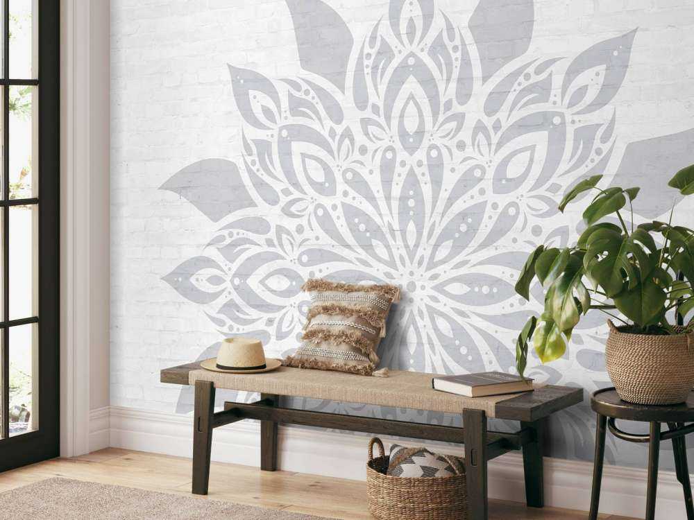 Light gray Mandala On Brick