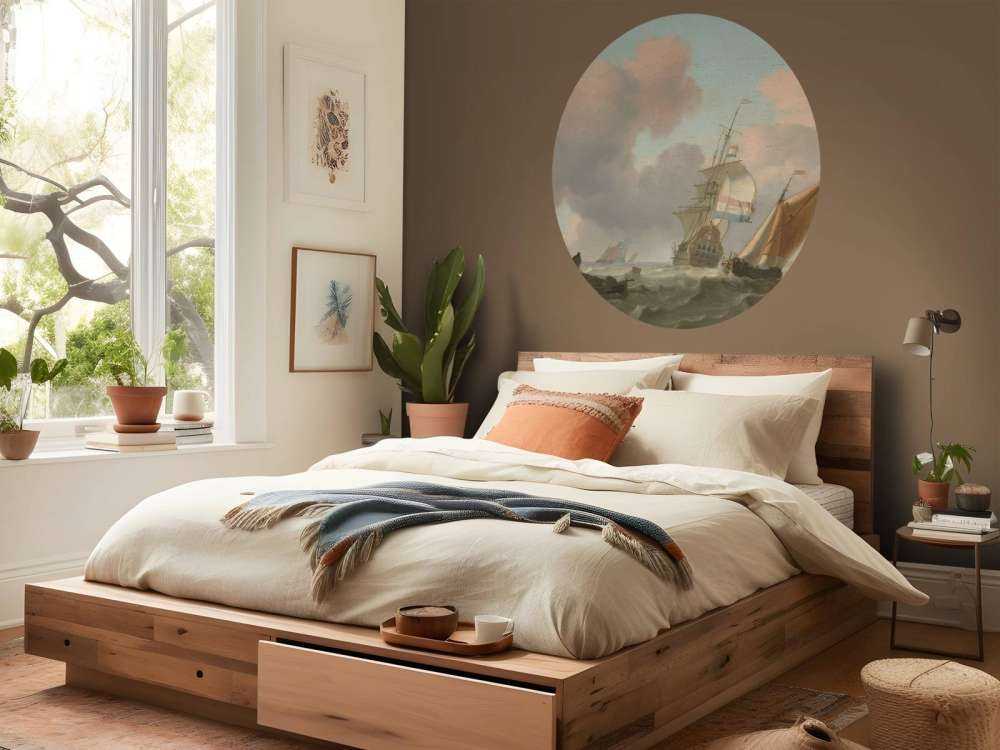 Rocky sea with ships