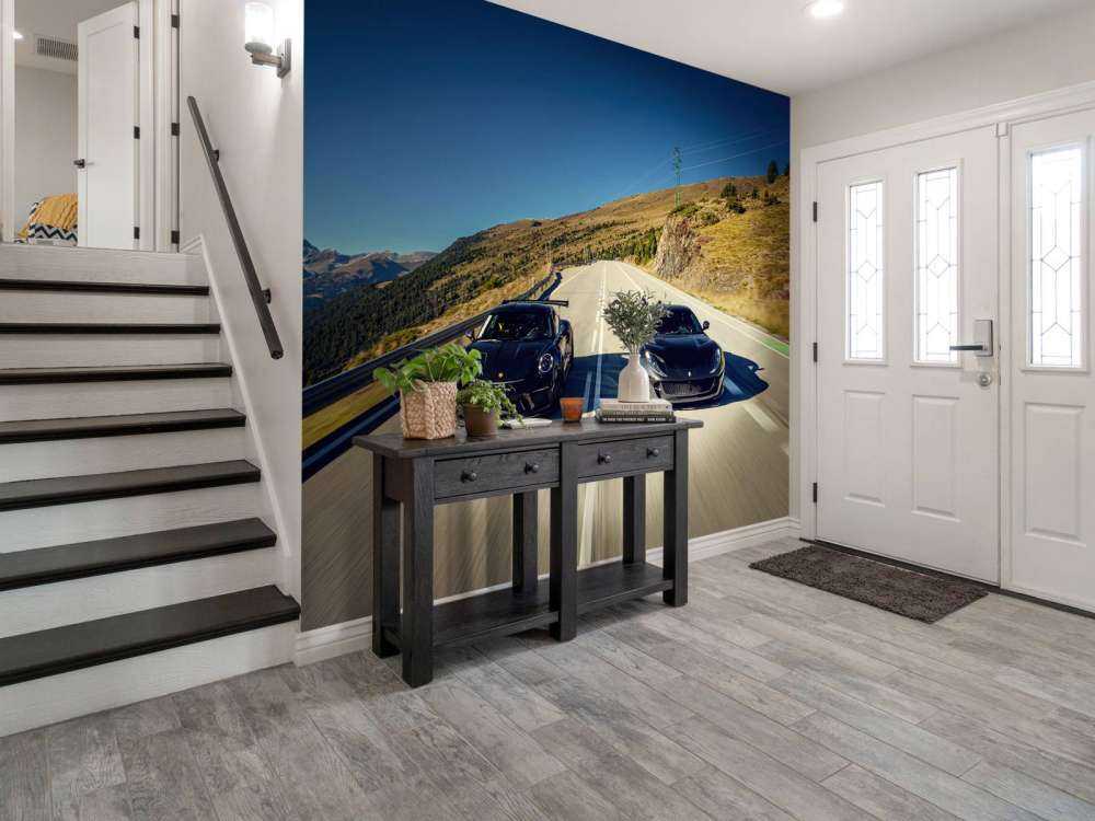 Black supercars in the mountains