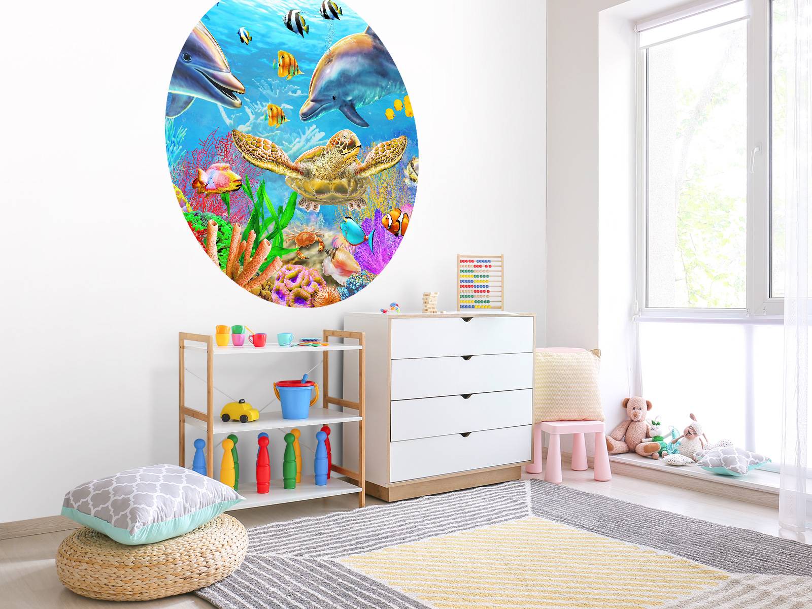 Create-A-Mural Sea Turtle Wall Decal - Realistic Undersea Animal Mural For Kids Room Decor