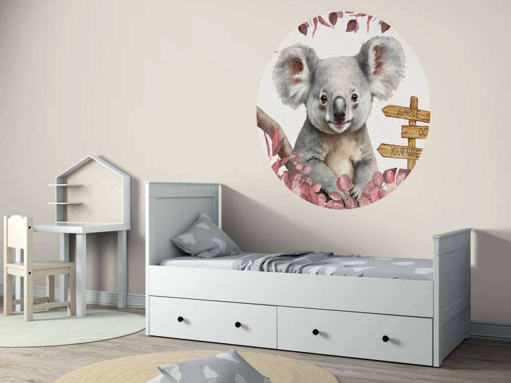 Baby koala in the jungle pink