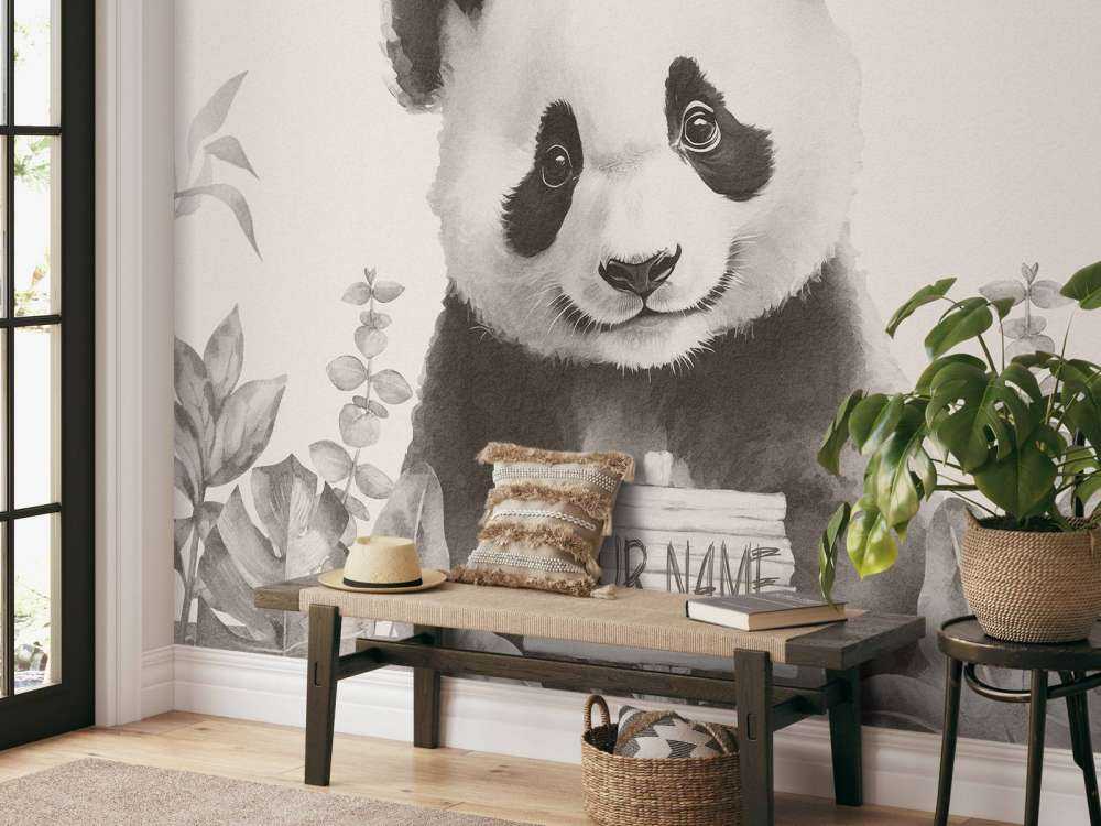Baby panda in the jungle beige