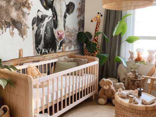 Young cow in a meadow taupe
