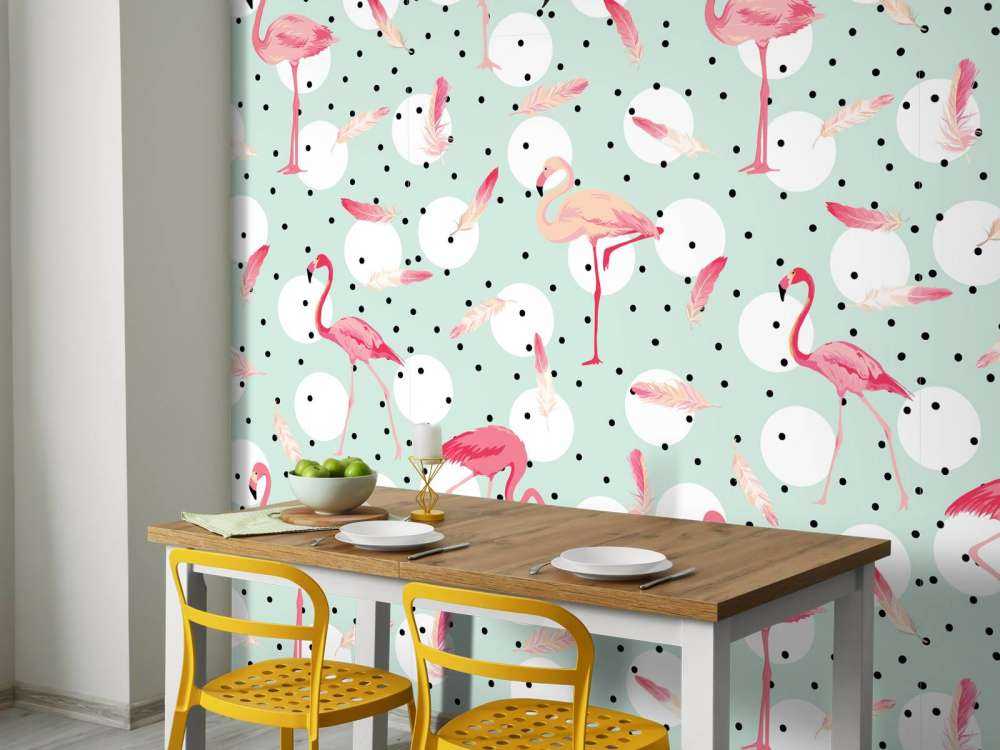 Flamingos and feathers