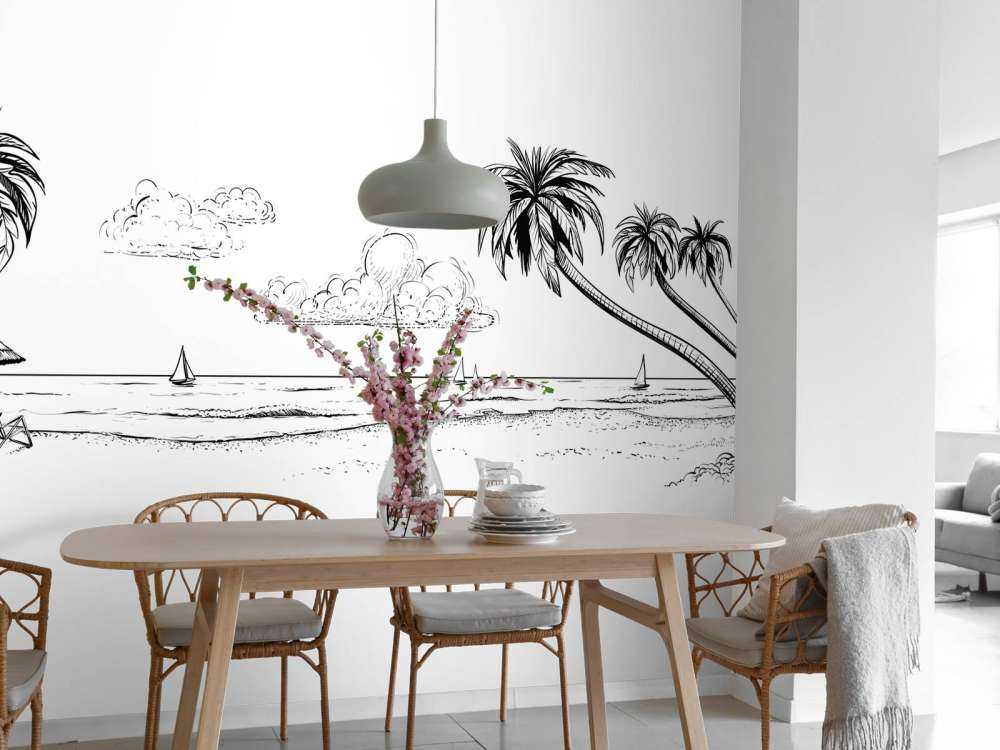 Beach in black and white