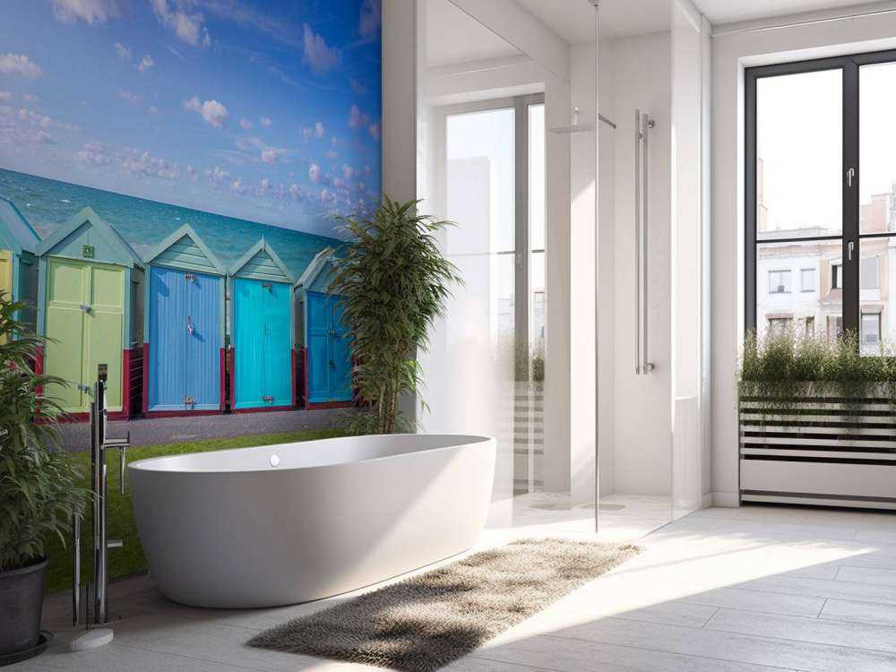 Colourful beach huts