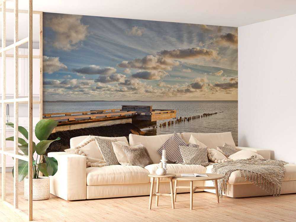 Jetty with beautiful clouds