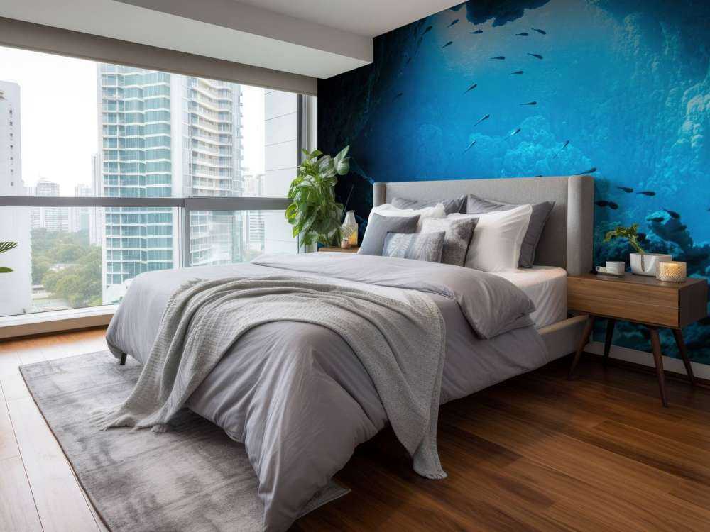 Underwater cave with fish