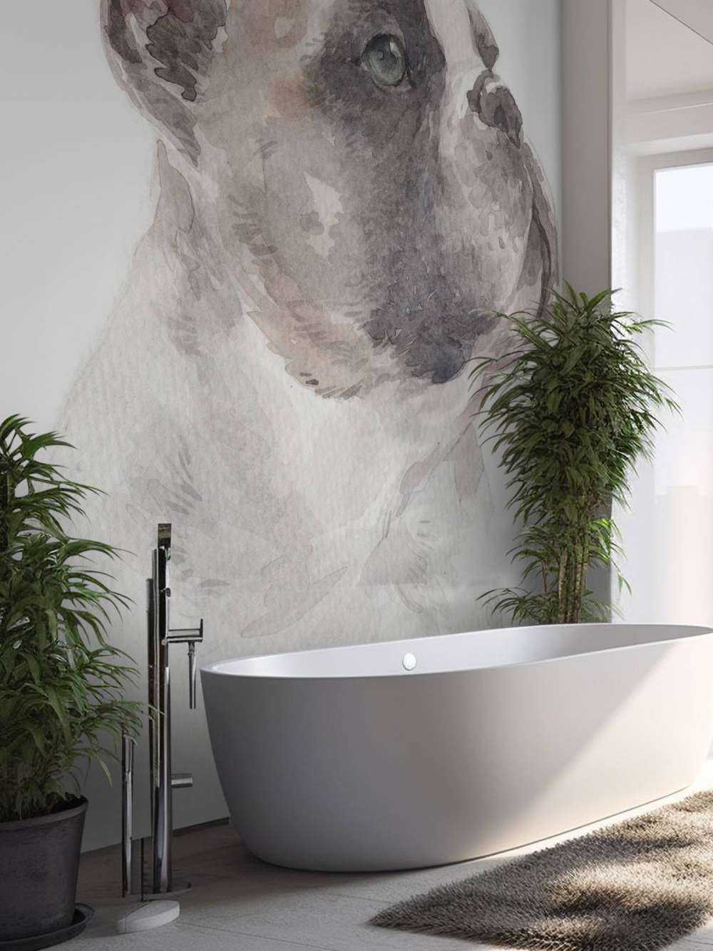 Watercolor French bulldog