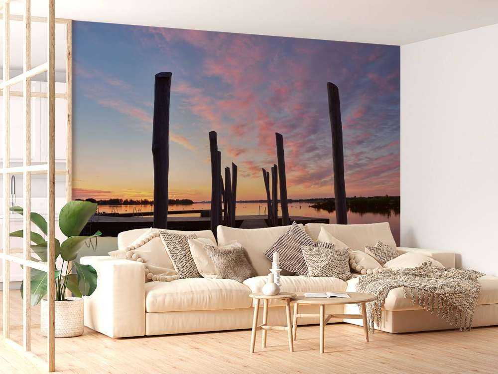 Sunrise at swimming dock