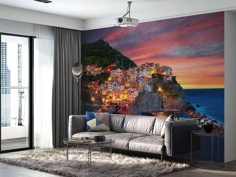 Italian town at sunset