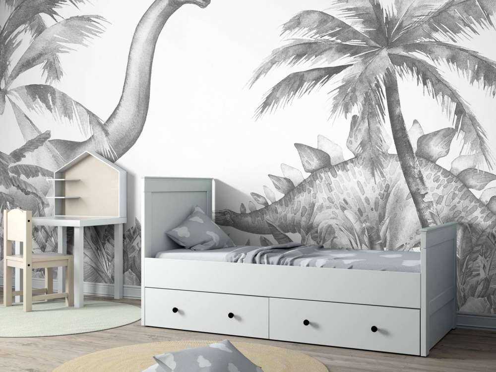 Dinosaurs in black and white