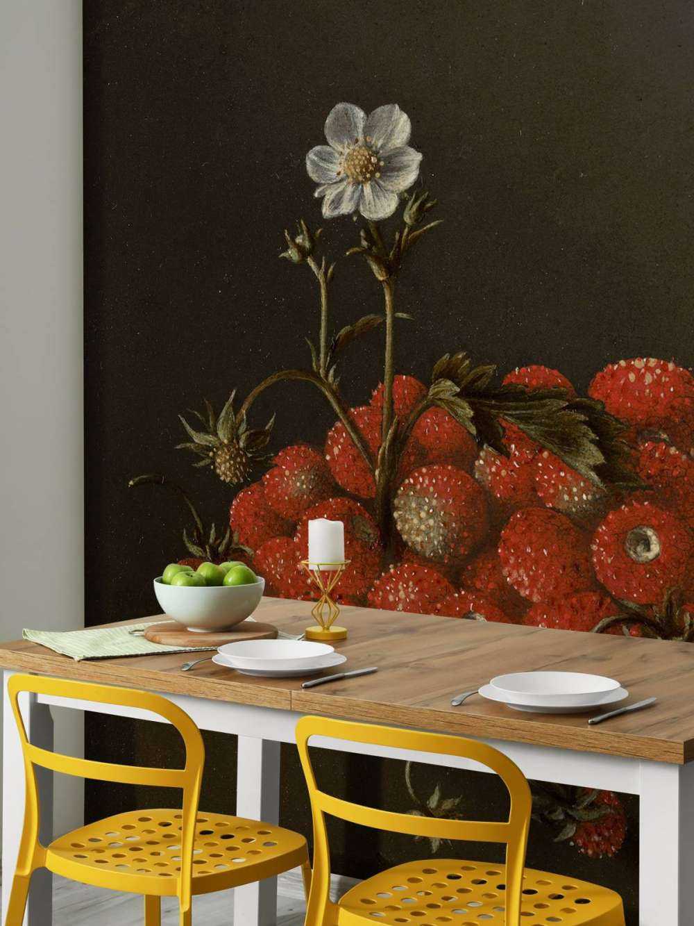 Still life with forest strawberries