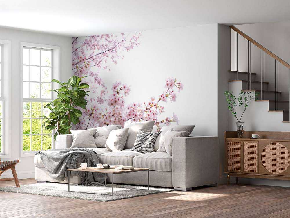 Pink blossom branches