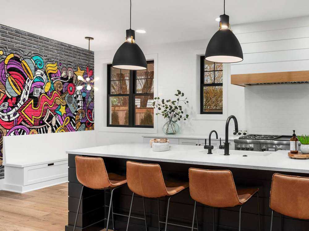 Music graffiti on brick