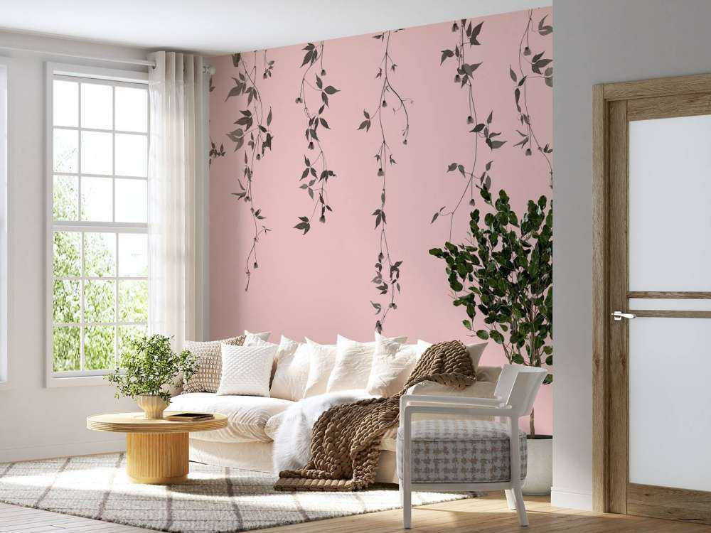 Clematis twigs on pink