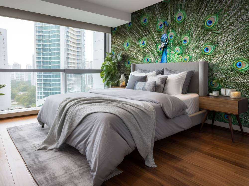 Peacock with dilated feathers