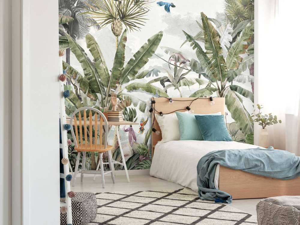 Tropical drawing of rainforest