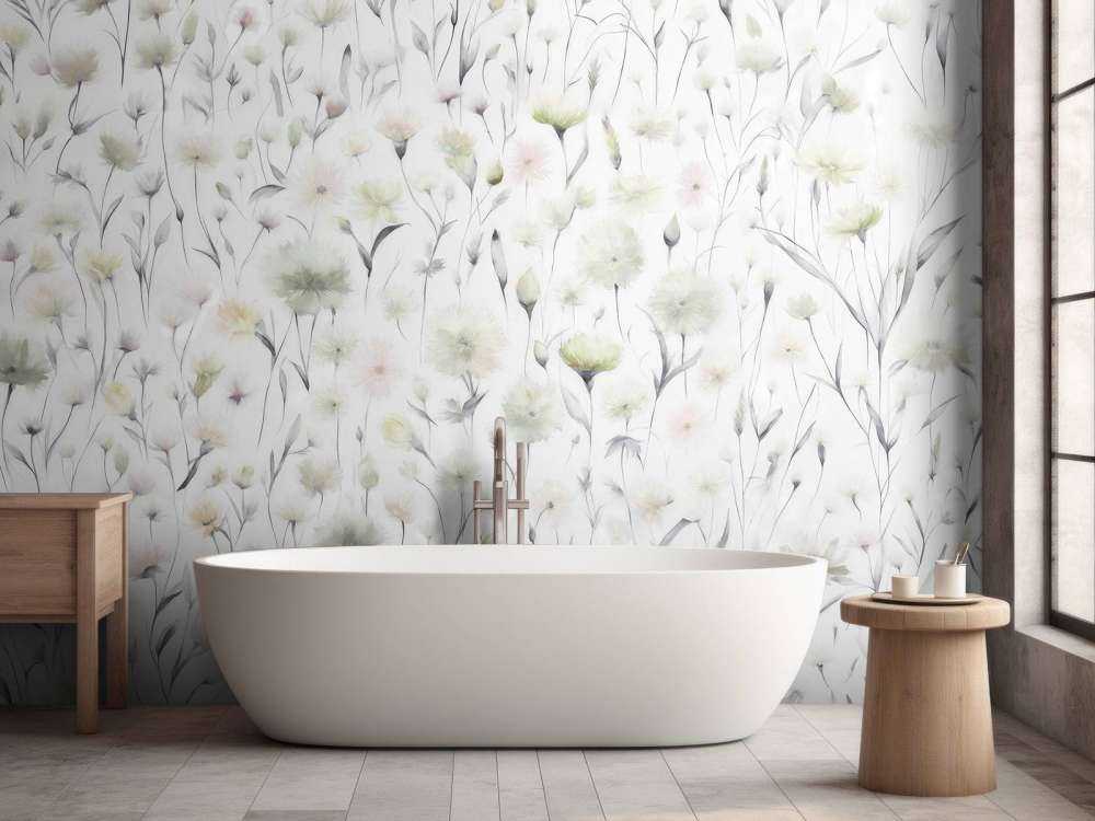 Cornflowers and field grasses green