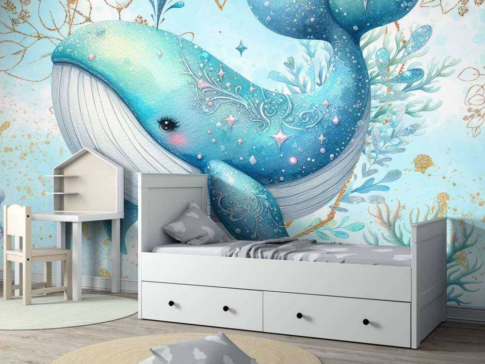 Magical whale in ocean dreams