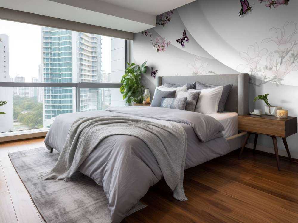 White 3D background with graceful blossom