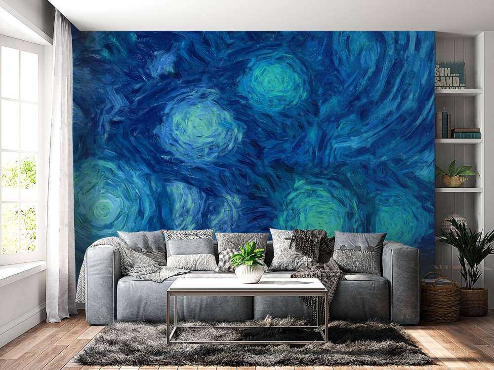 Geschilderde blauwe bloemen structuur