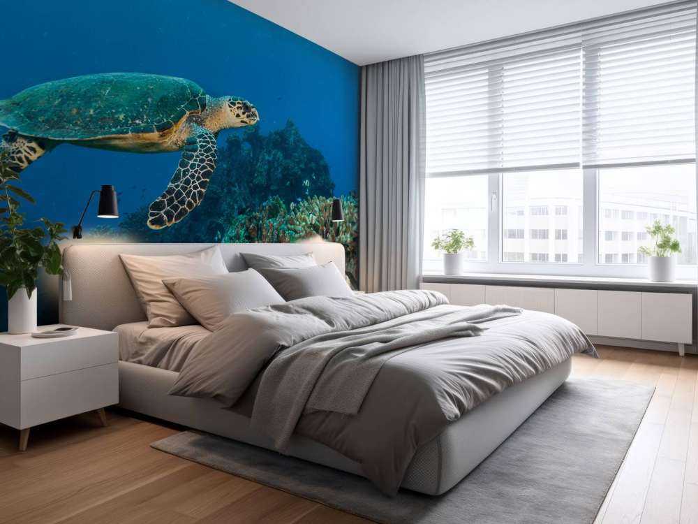 Karetschildpad bij een koraalrif