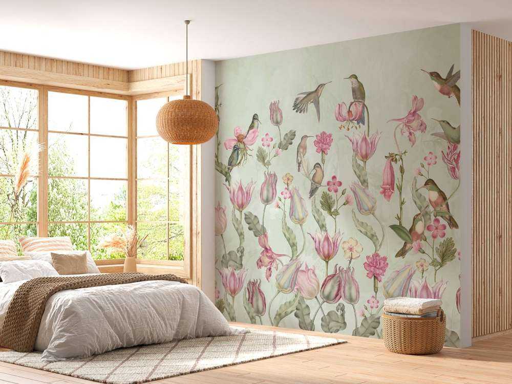 Spring Hummingbird Symphony - Mint Green Harmony