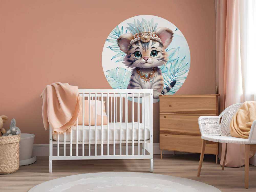 Baby tiger and blue leaf