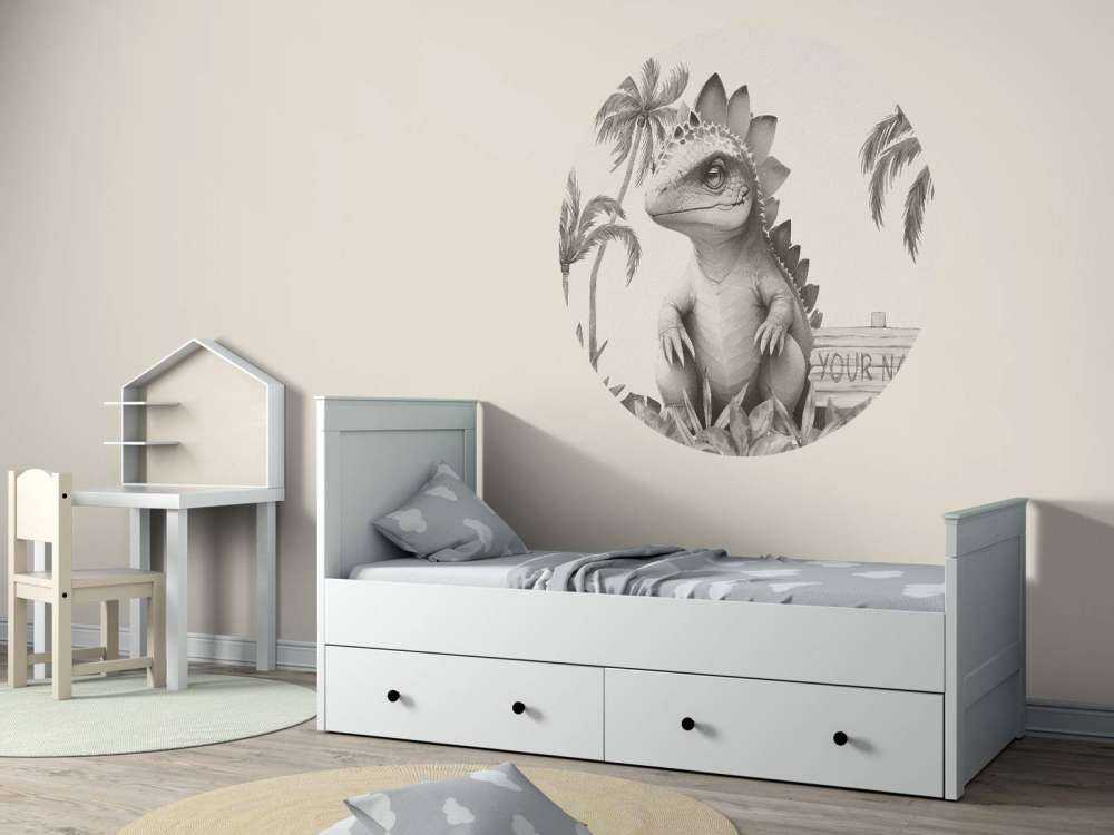 Baby stegosaurus in the beige jungle