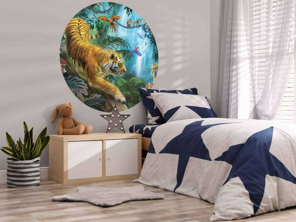 Tigers Near Waterfall