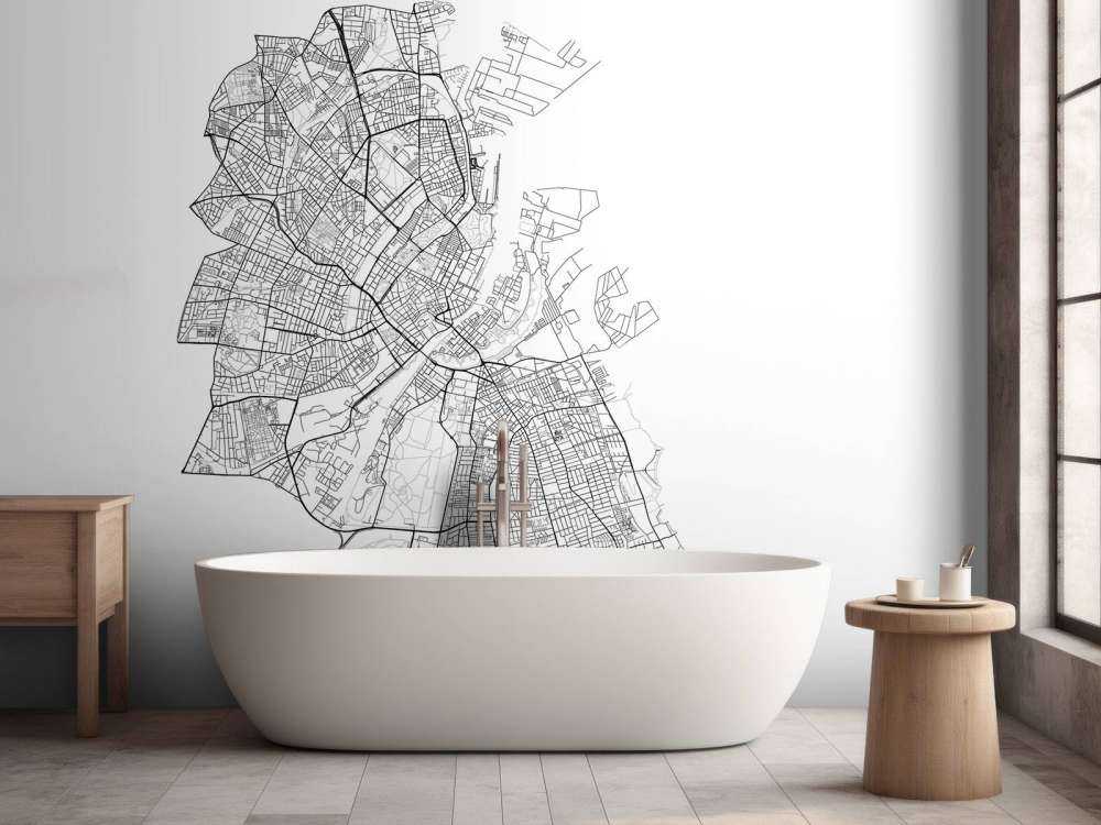 Plattegrond van Kopenhagen, wit 