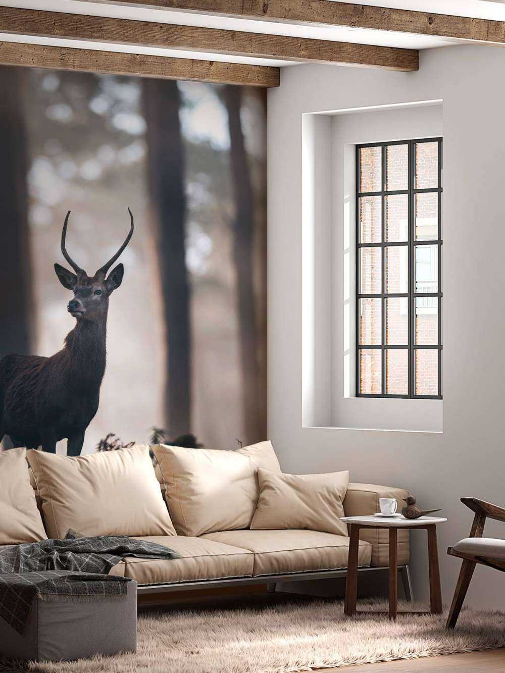 Stag near trees
