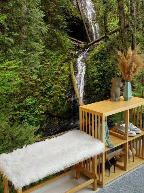 Waterfall with fallen trees