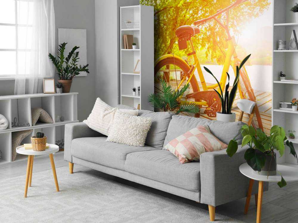 Yellow bike on jetty